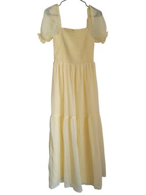 Patrons of Peace Cream Swiss Dot Maxi Dress with Puff Sleeves
